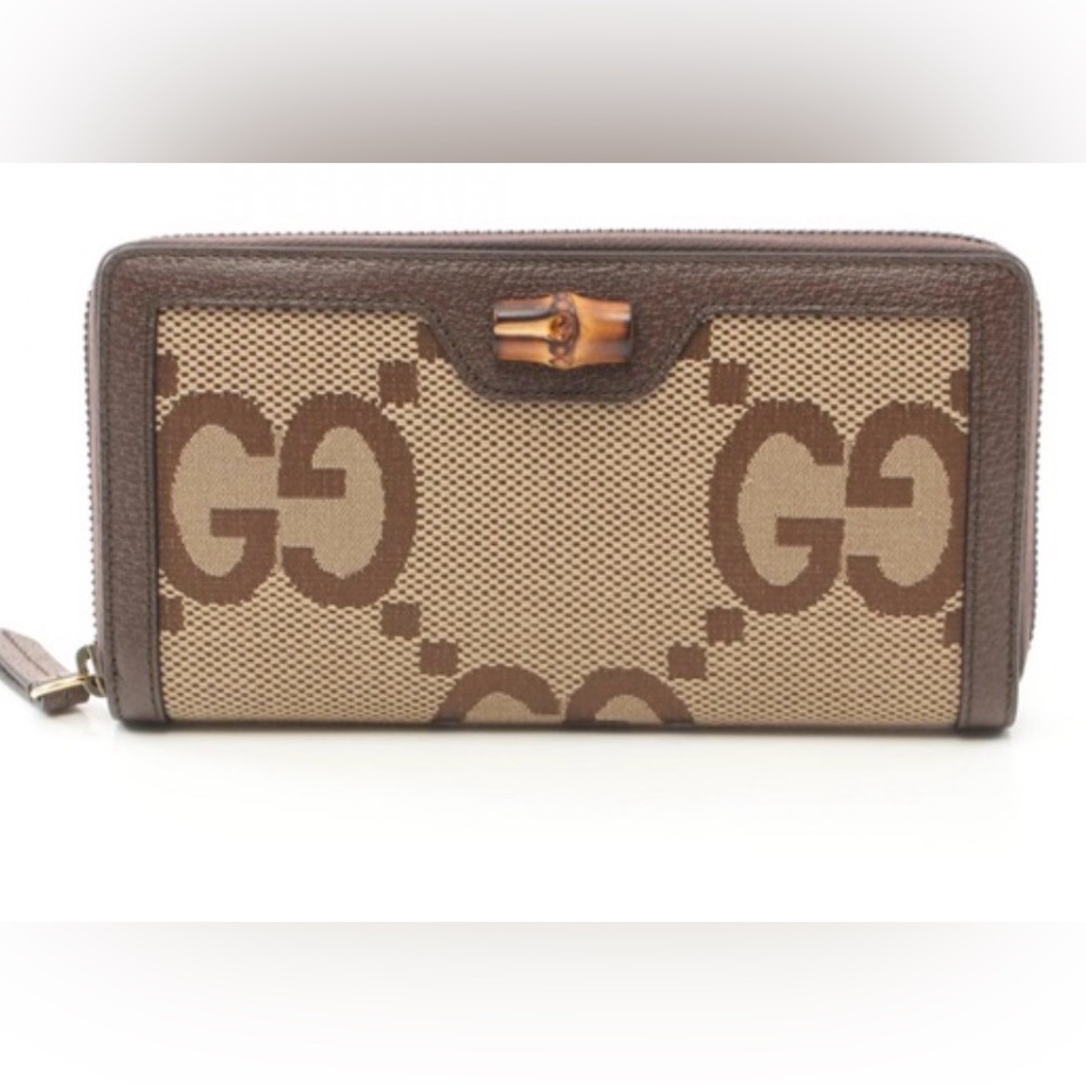 Monogram Jumbo GG Textured Dollar Calfskin Diana Zip Around Continental Wallet